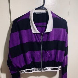 Cropped striped zip-up